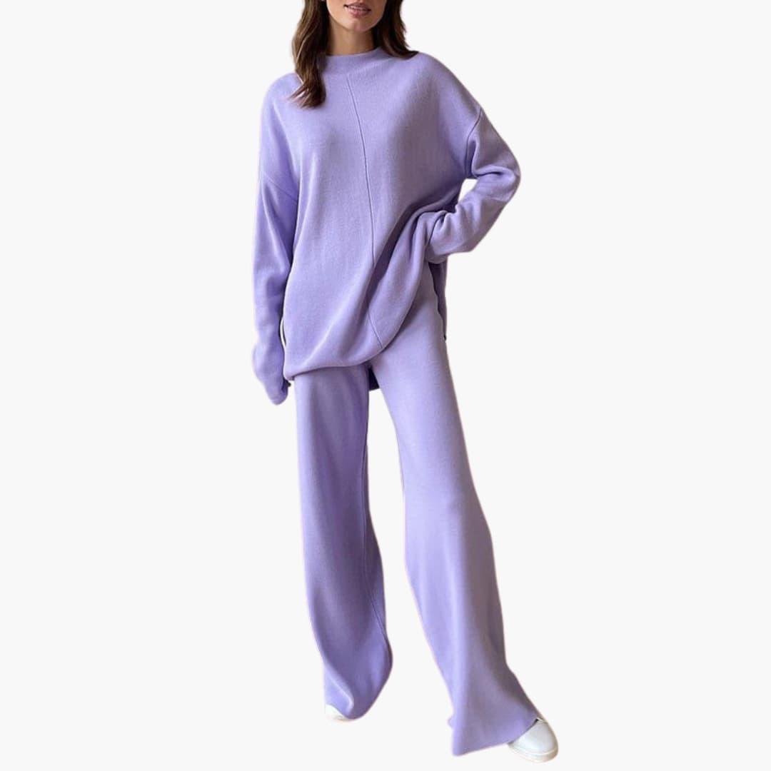 Damen Loungewear Set mit Pullover und weitem Bein Hosen