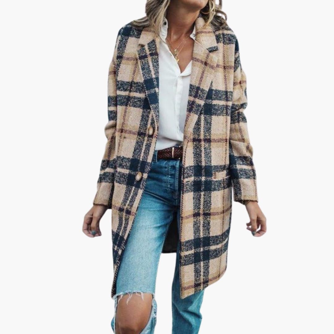 Damen Mantel lang mit Knopfverschluss