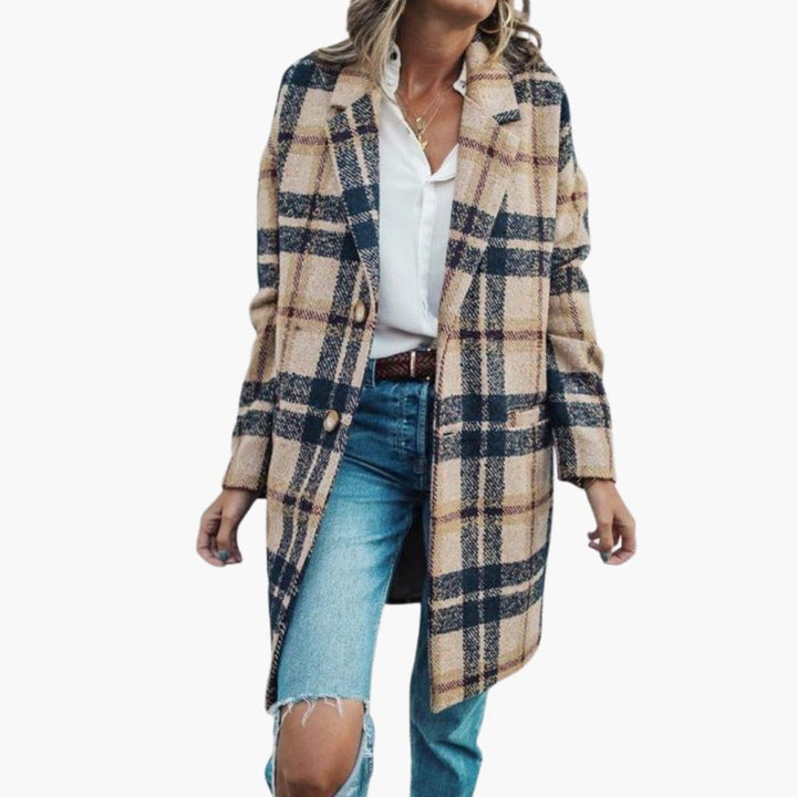 Damen Mantel lang mit Knopfverschluss