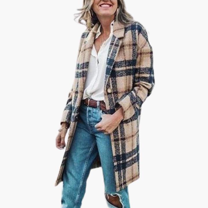 Damen Mantel lang mit Knopfverschluss