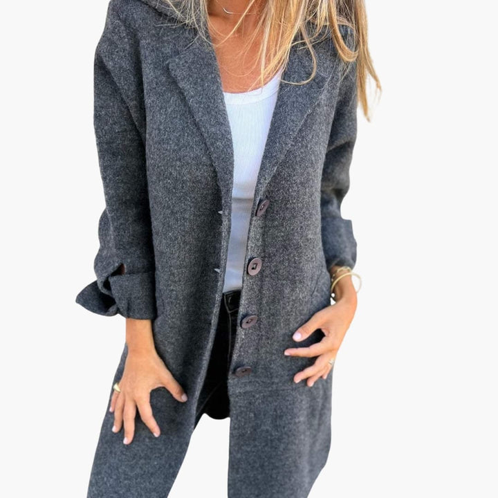 Damen Mantel mit Knopfverschluss und Vordertaschen