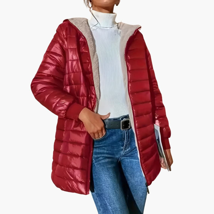 Damen Mantel mit Reißverschluss und Kapuze