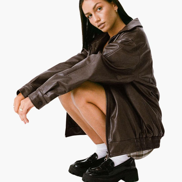 Damen Oversize Jacke mit weitem Kragen