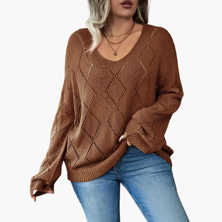 Damen Oversize Pullover mit Rundhals und langen Ärmeln