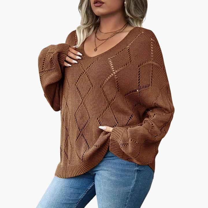 Damen Oversize Pullover mit Rundhals und langen Ärmeln