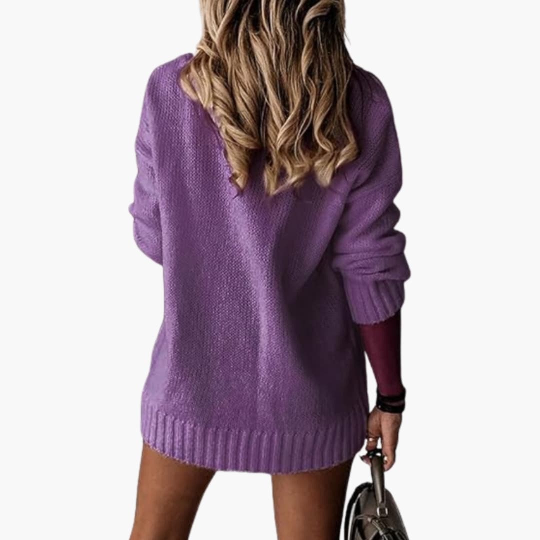 Damen Oversize Pullover mit V Ausschnitt