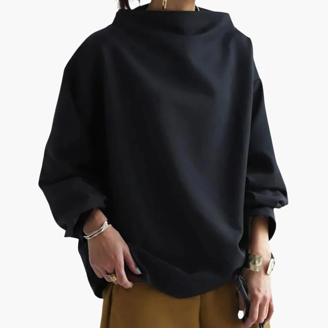 Damen Oversize Pullover mit weitem Kragen