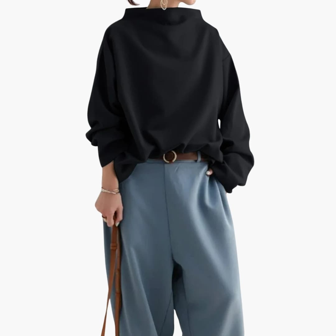 Damen Oversize Pullover mit weitem Kragen