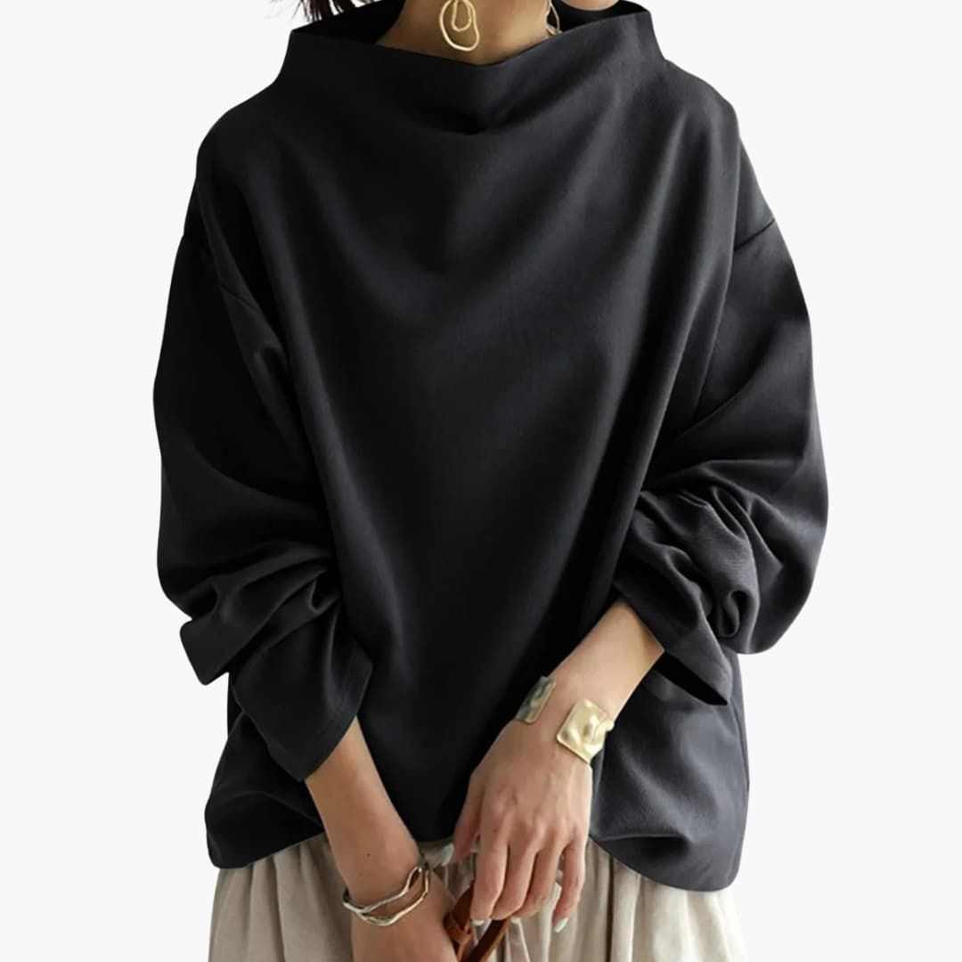 Damen Oversize Pullover mit weitem Kragen