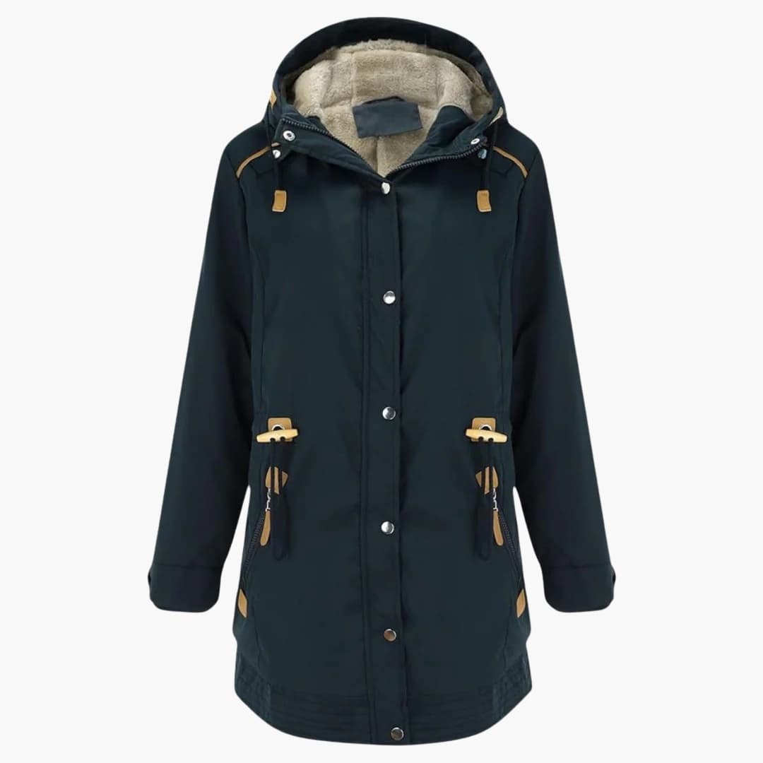 Damen Parka Jacke mit Kapuze und langen Ärmeln