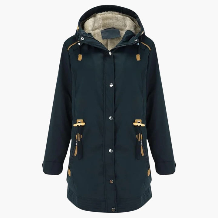 Damen Parka Jacke mit Kapuze und langen Ärmeln