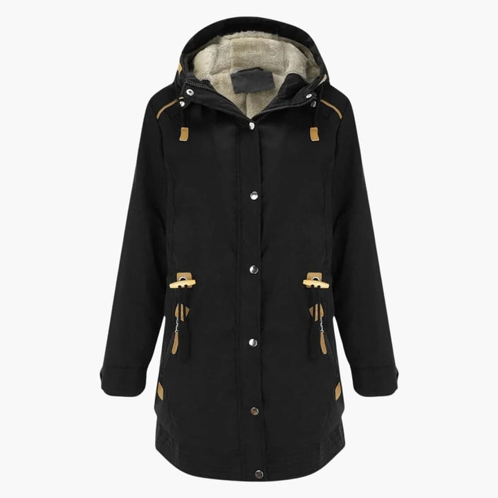 Damen Parka Jacke mit Kapuze und langen Ärmeln