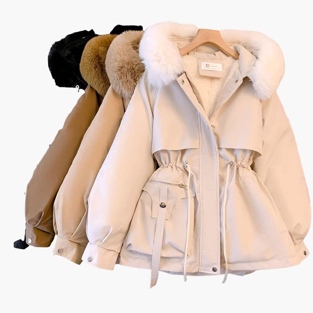 Damen Parka mit Kapuze und Taillenzug