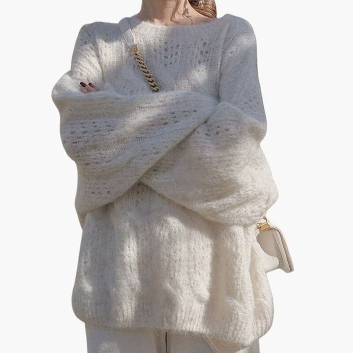 Damen Pullover mit Lochstrick Oberfläche