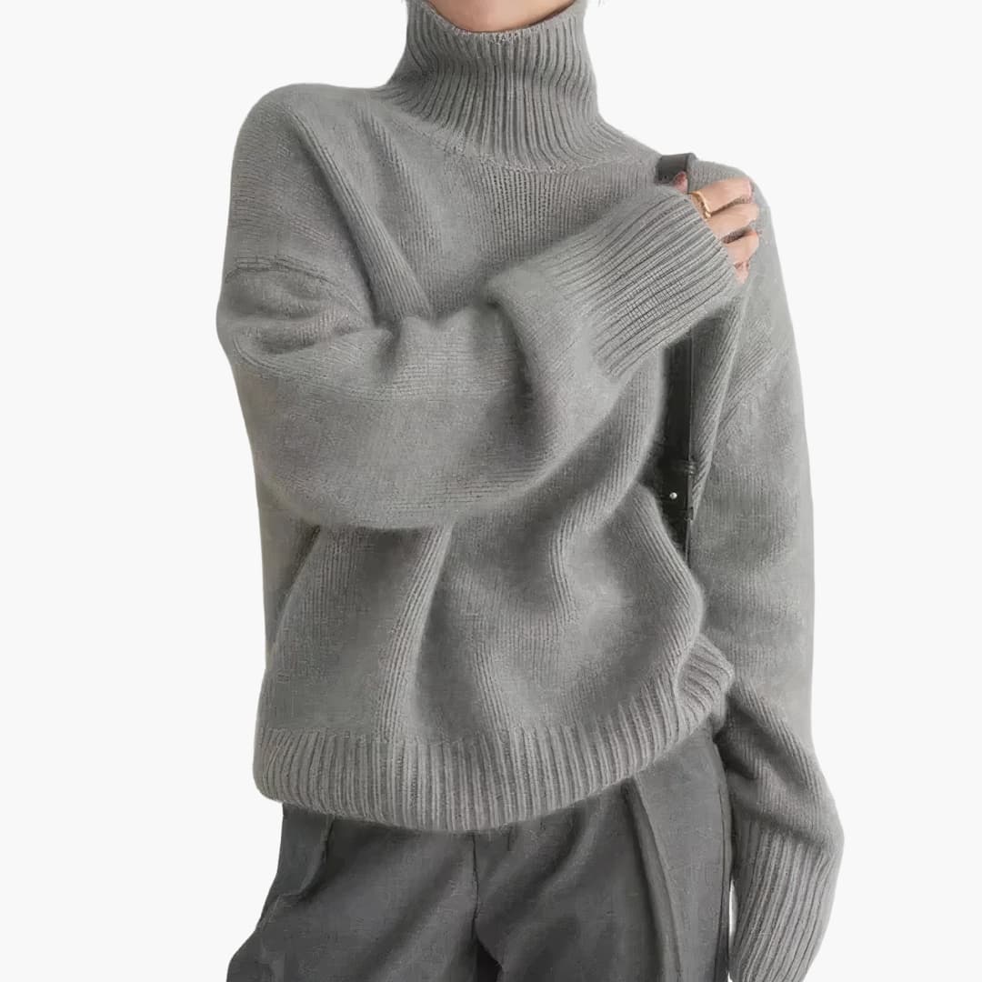 Damen Pullover mit Rollkragen und Rippbund