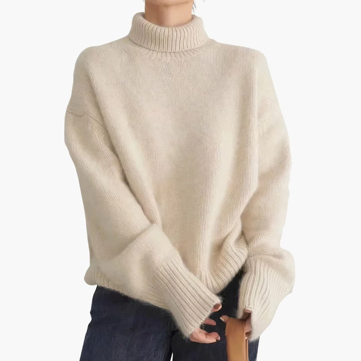 Damen Pullover mit Rollkragen und Rippbund