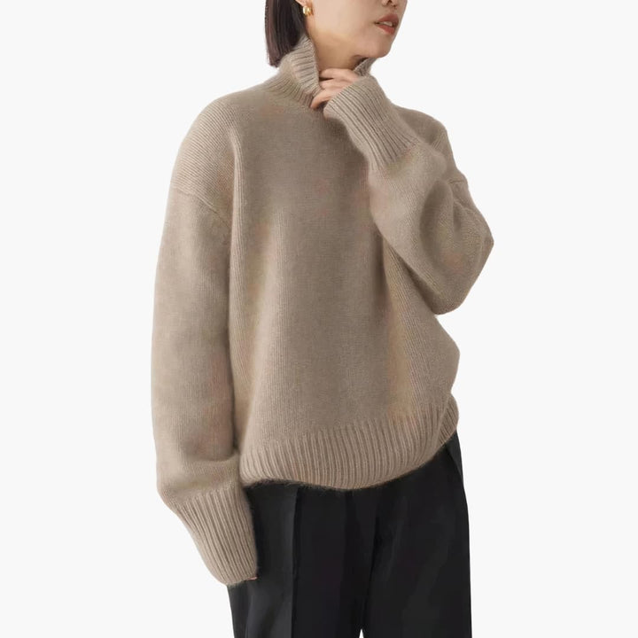 Damen Pullover mit Rollkragen und Rippbund