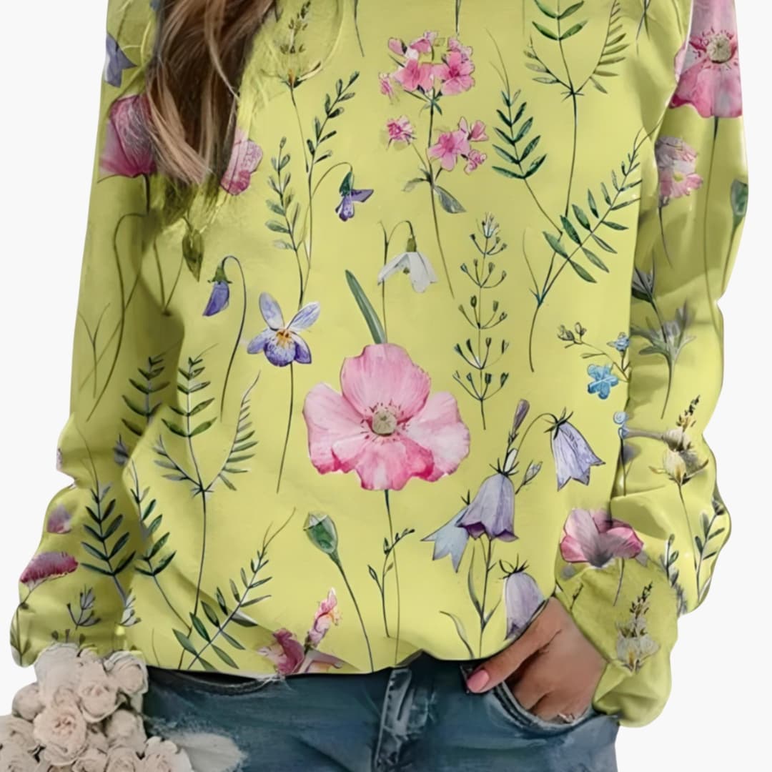 Damen Pullover mit Rundhalsausschnitt und floralem Druck