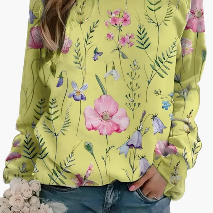 Damen Pullover mit Rundhalsausschnitt und floralem Druck