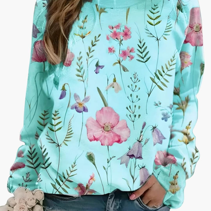 Damen Pullover mit Rundhalsausschnitt und floralem Druck