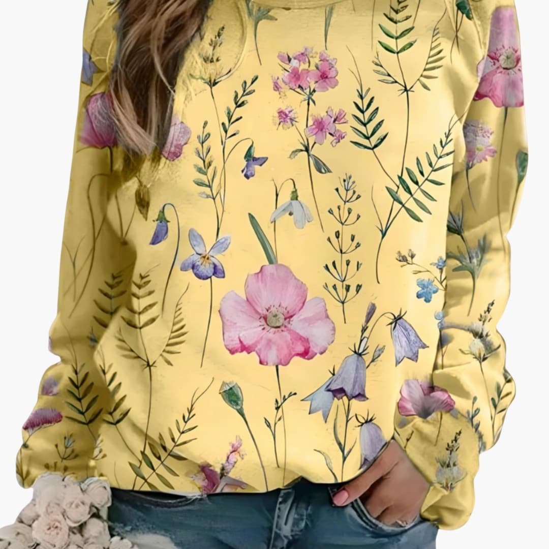Damen Pullover mit Rundhalsausschnitt und floralem Druck