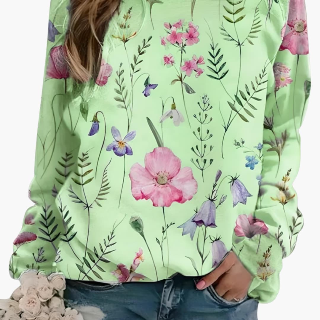 Damen Pullover mit Rundhalsausschnitt und floralem Druck