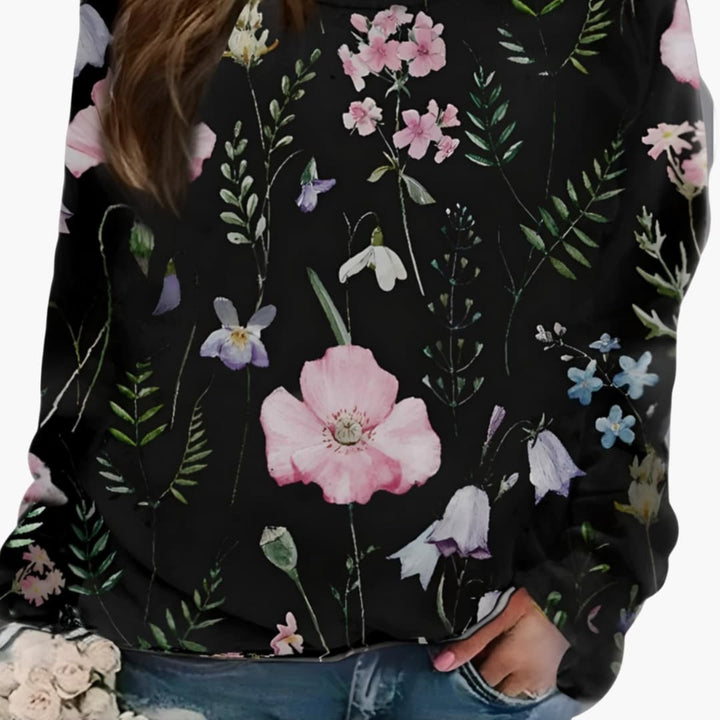 Damen Pullover mit Rundhalsausschnitt und floralem Druck