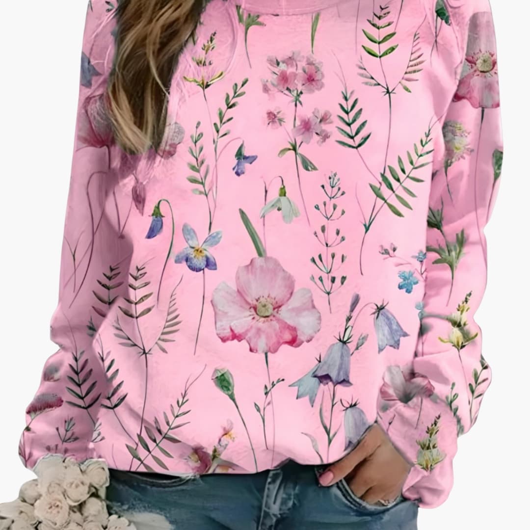 Damen Pullover mit Rundhalsausschnitt und floralem Druck