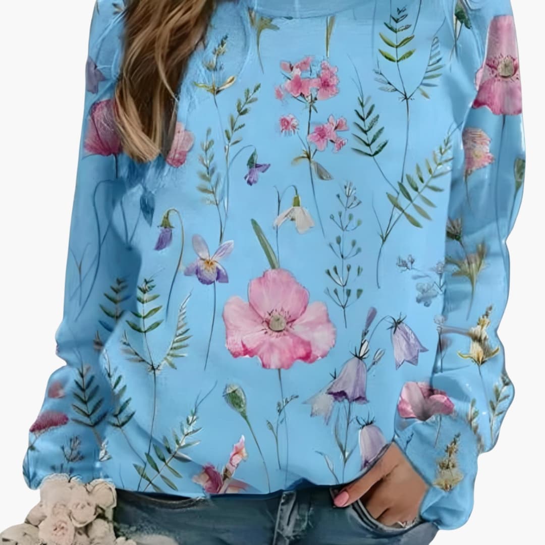 Damen Pullover mit Rundhalsausschnitt und floralem Druck