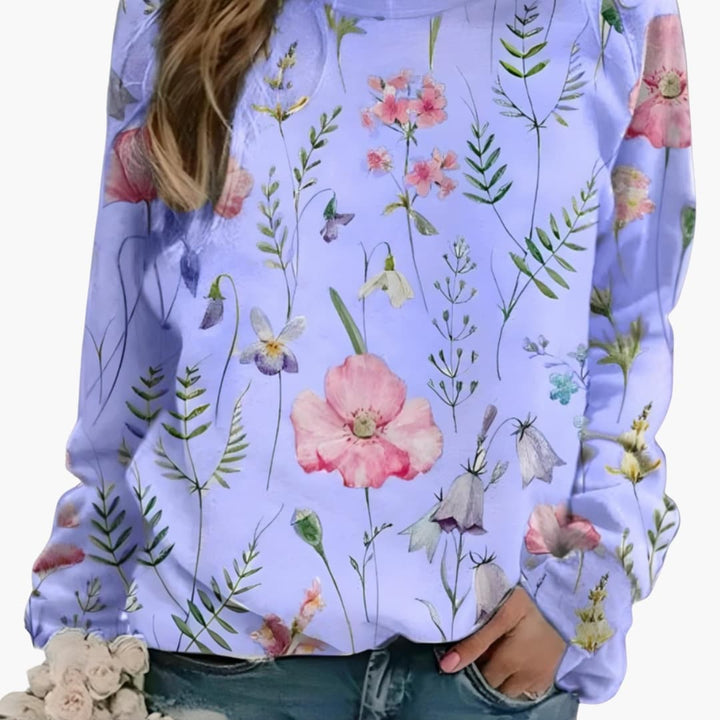 Damen Pullover mit Rundhalsausschnitt und floralem Druck