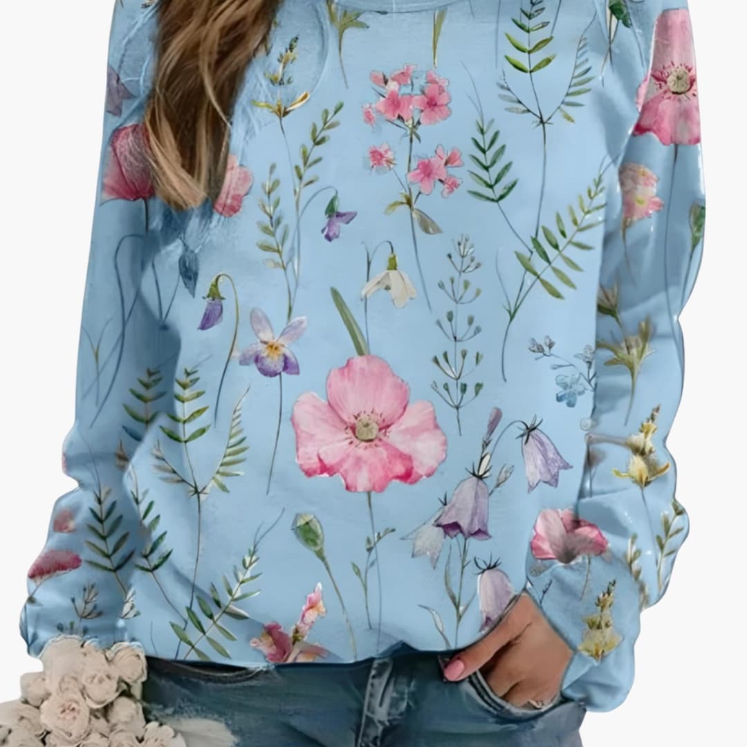 Damen Pullover mit Rundhalsausschnitt und floralem Druck
