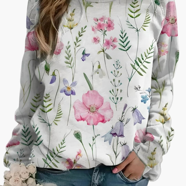 Damen Pullover mit Rundhalsausschnitt und floralem Druck
