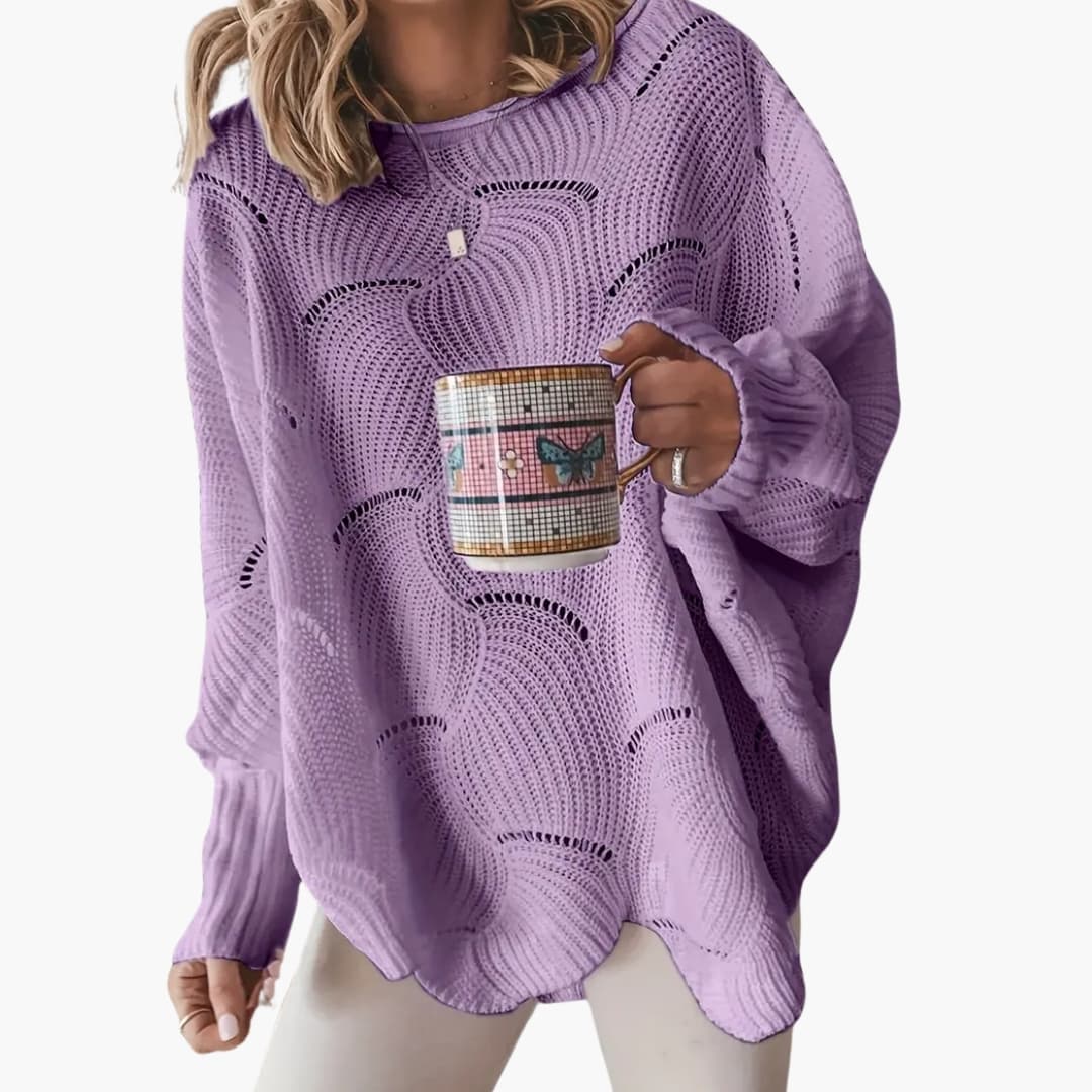 Damen Pullover mit Rundhals und weiter gerader Passform