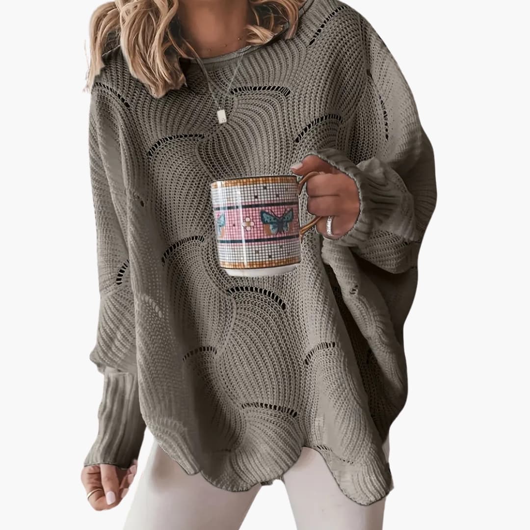 Damen Pullover mit Rundhals und weiter gerader Passform