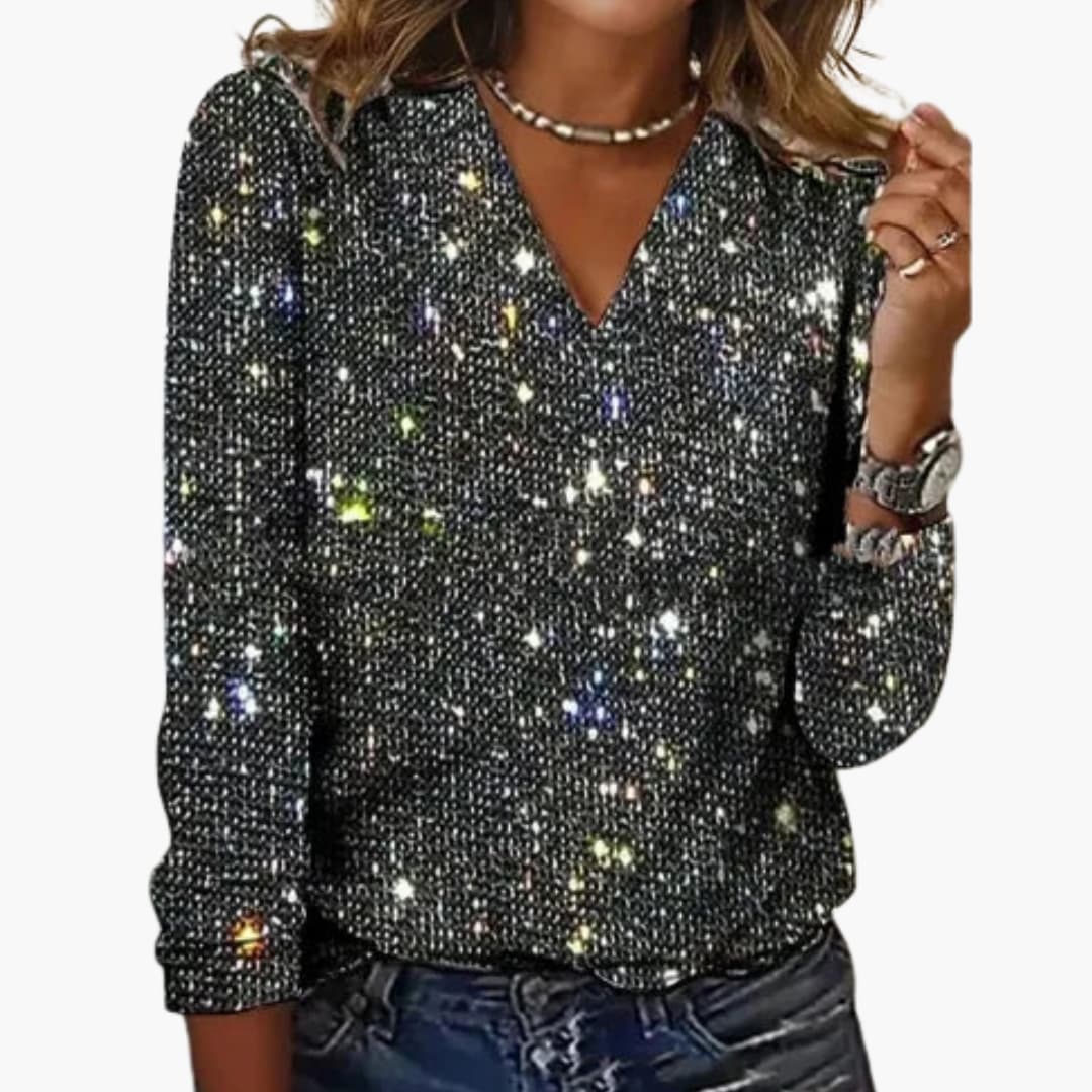 Damen Pullover mit V Ausschnitt und strukturierter Oberfläche