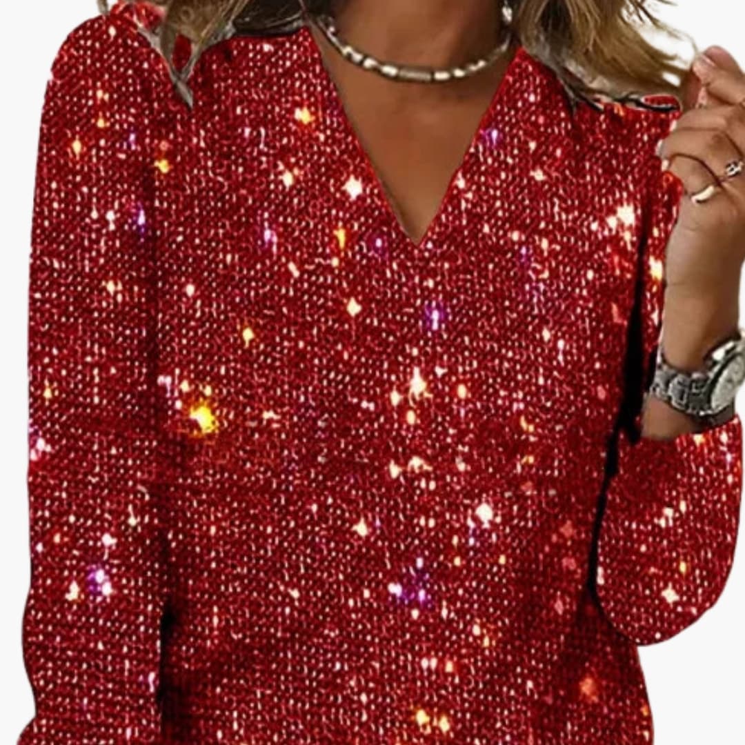 Damen Pullover mit V Ausschnitt und strukturierter Oberfläche