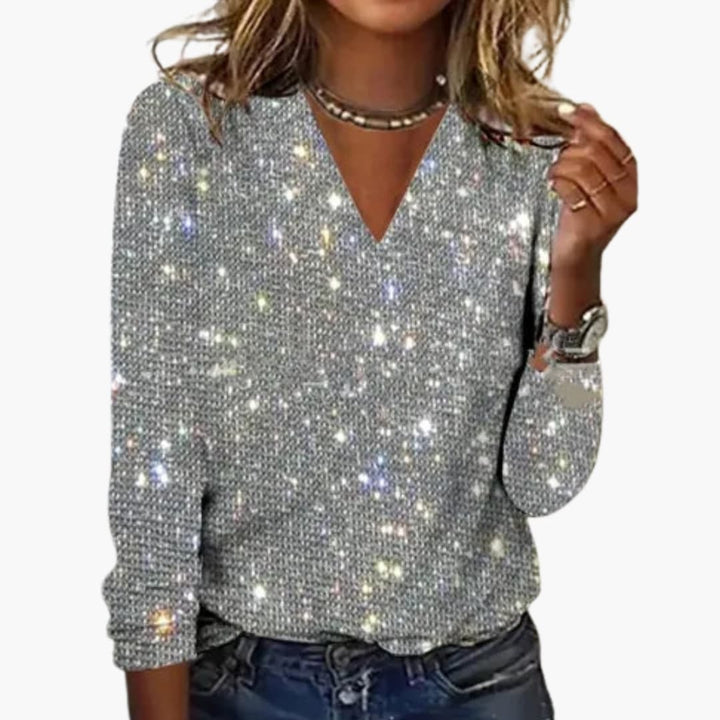 Damen Pullover mit V Ausschnitt und strukturierter Oberfläche