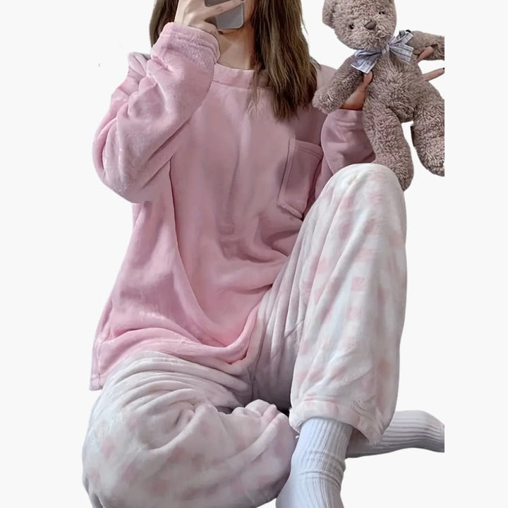 Damen Pyjama Set mit Langarmshirt und Hose