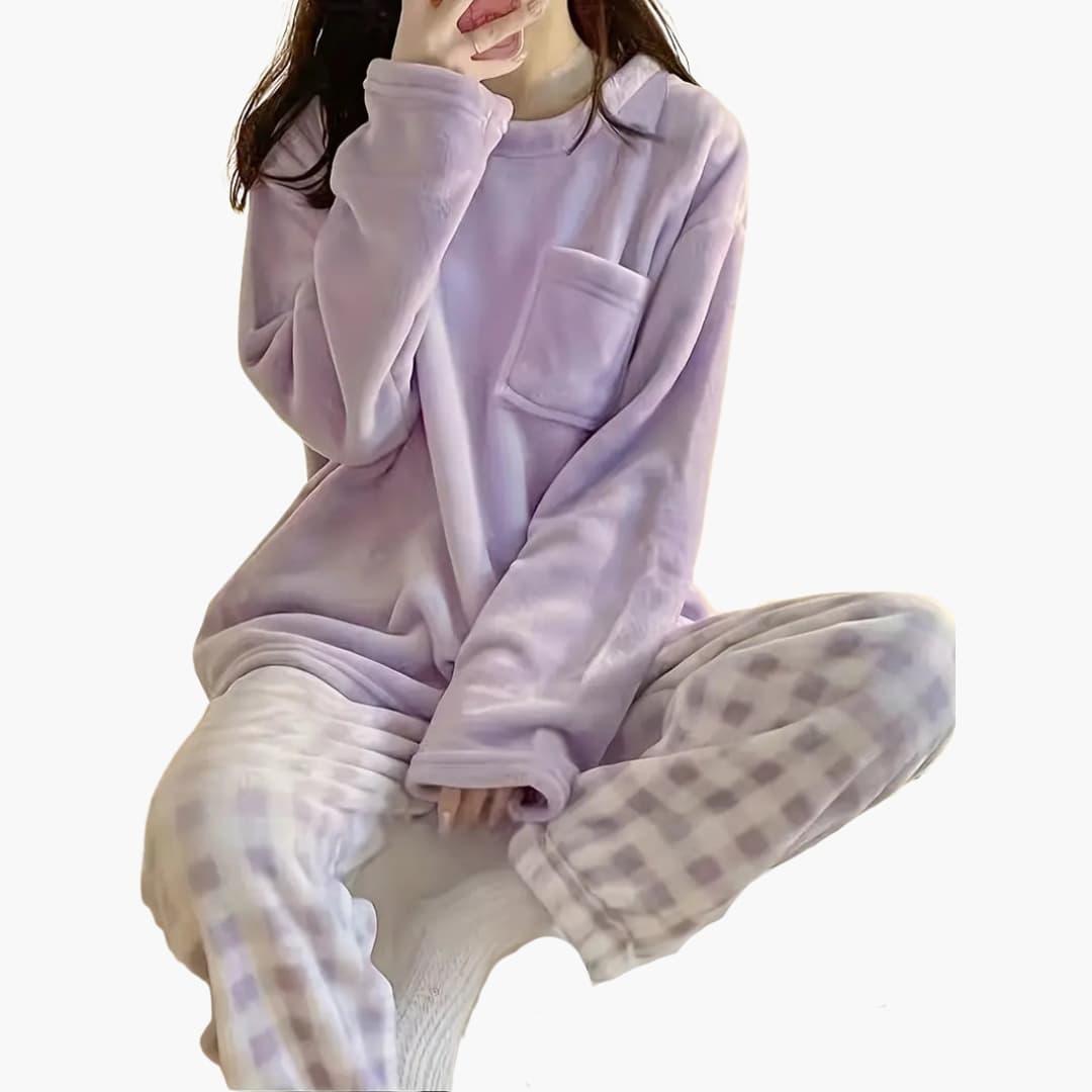 Damen Pyjama Set mit Langarmshirt und Hose