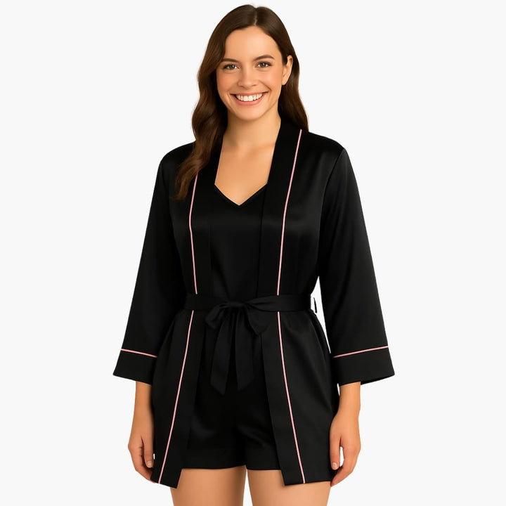 Damen Pyjama Set aus Satin mit Kimono