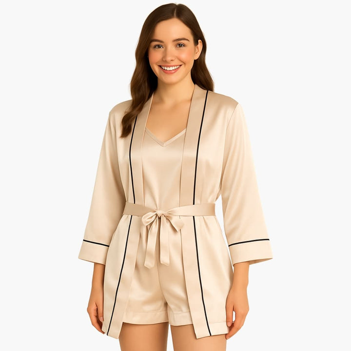 Damen Pyjama Set aus Satin mit Kimono