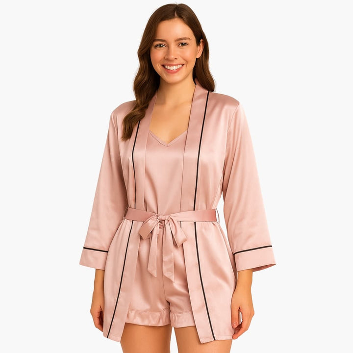 Damen Pyjama Set aus Satin mit Kimono