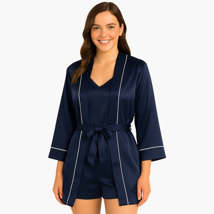Damen Pyjama Set aus Satin mit Kimono