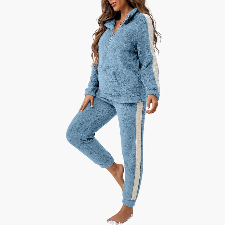 Damen Pyjama Set mit Half Zip Sweatshirt