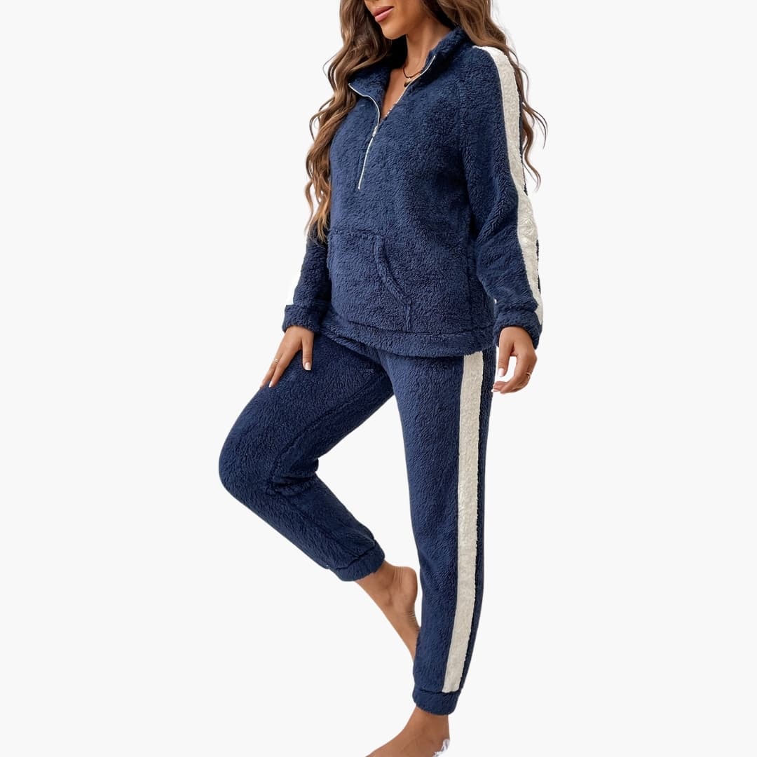 Damen Pyjama Set mit Half Zip Sweatshirt