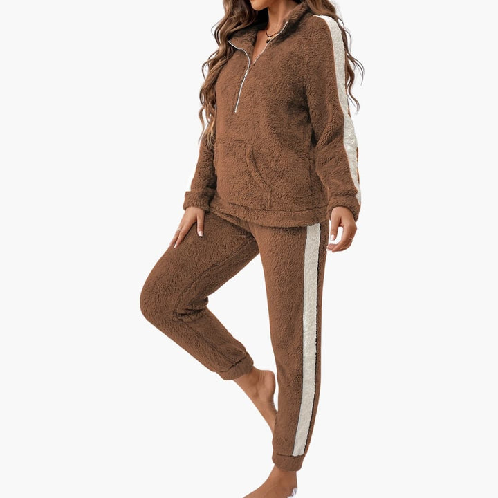Damen Pyjama Set mit Half Zip Sweatshirt