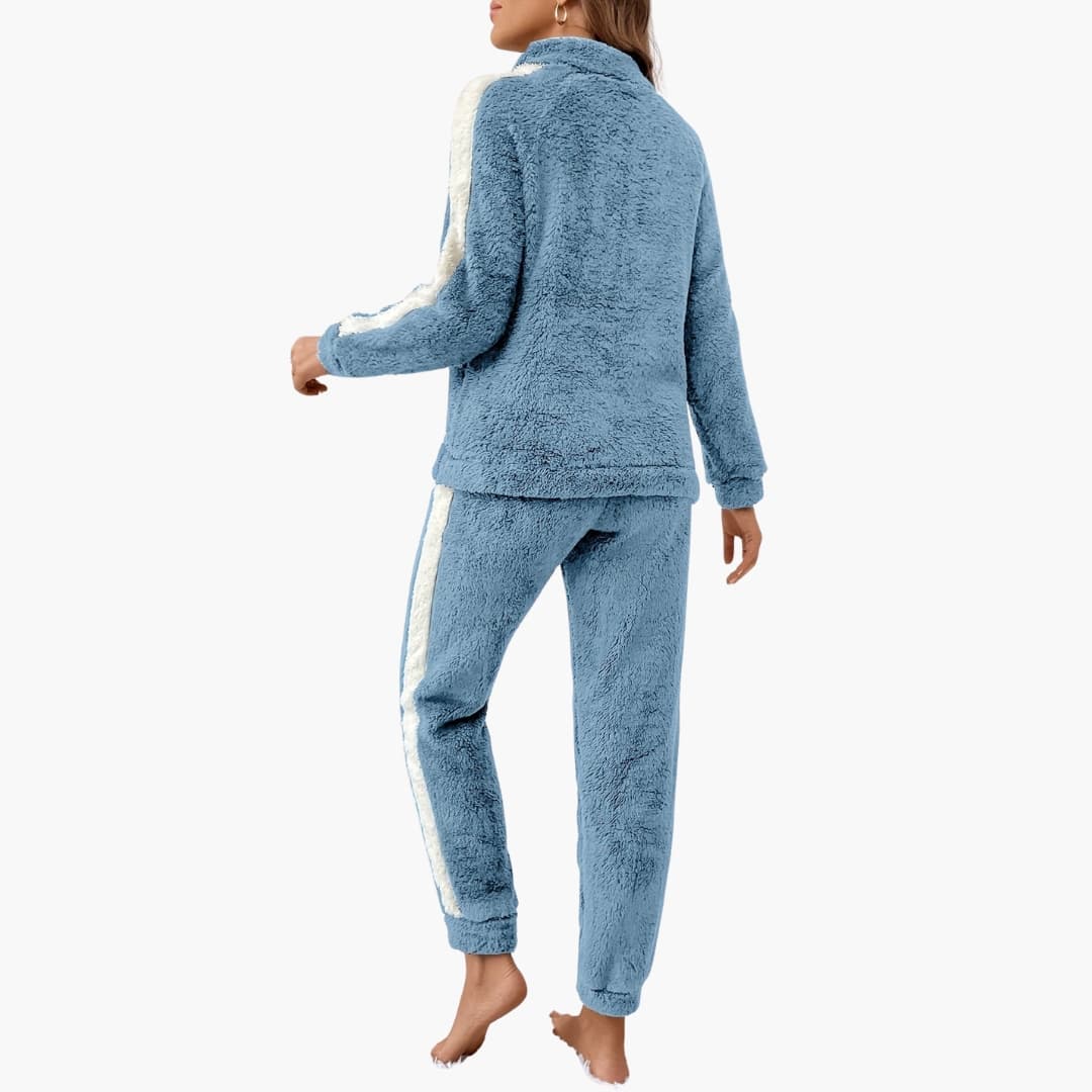 Damen Pyjama Set mit Half Zip Sweatshirt