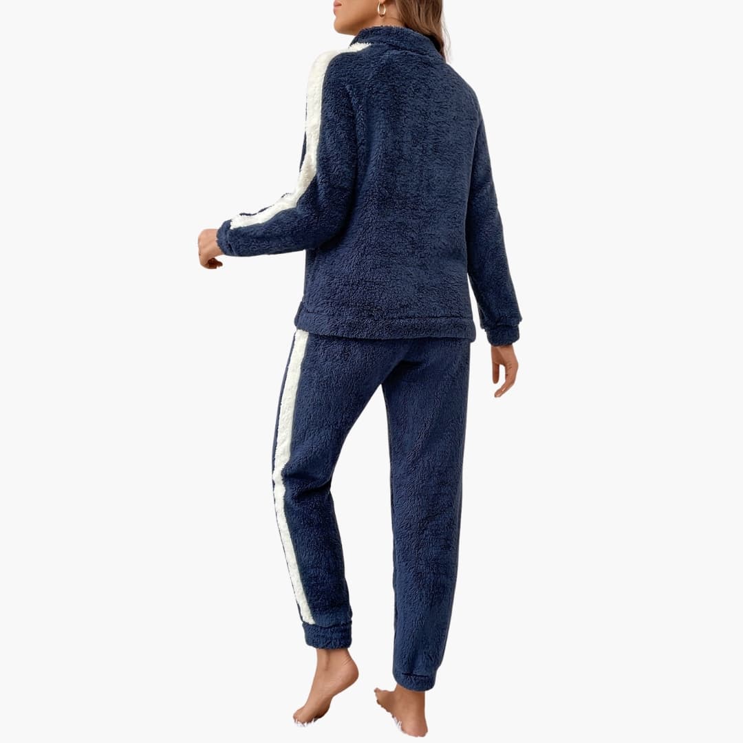 Damen Pyjama Set mit Half Zip Sweatshirt