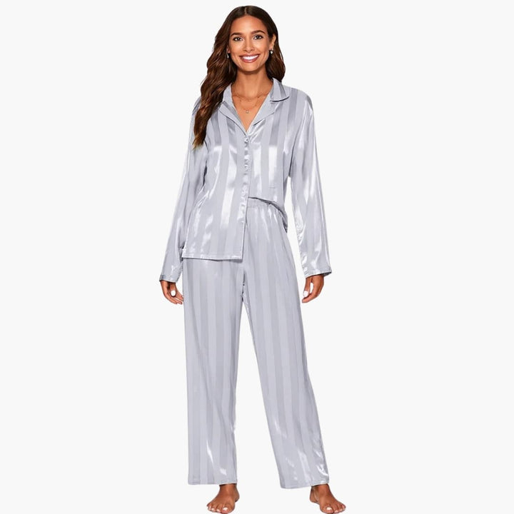 Damen Pyjama Set mit Hemd mit Knopfleiste und Hose