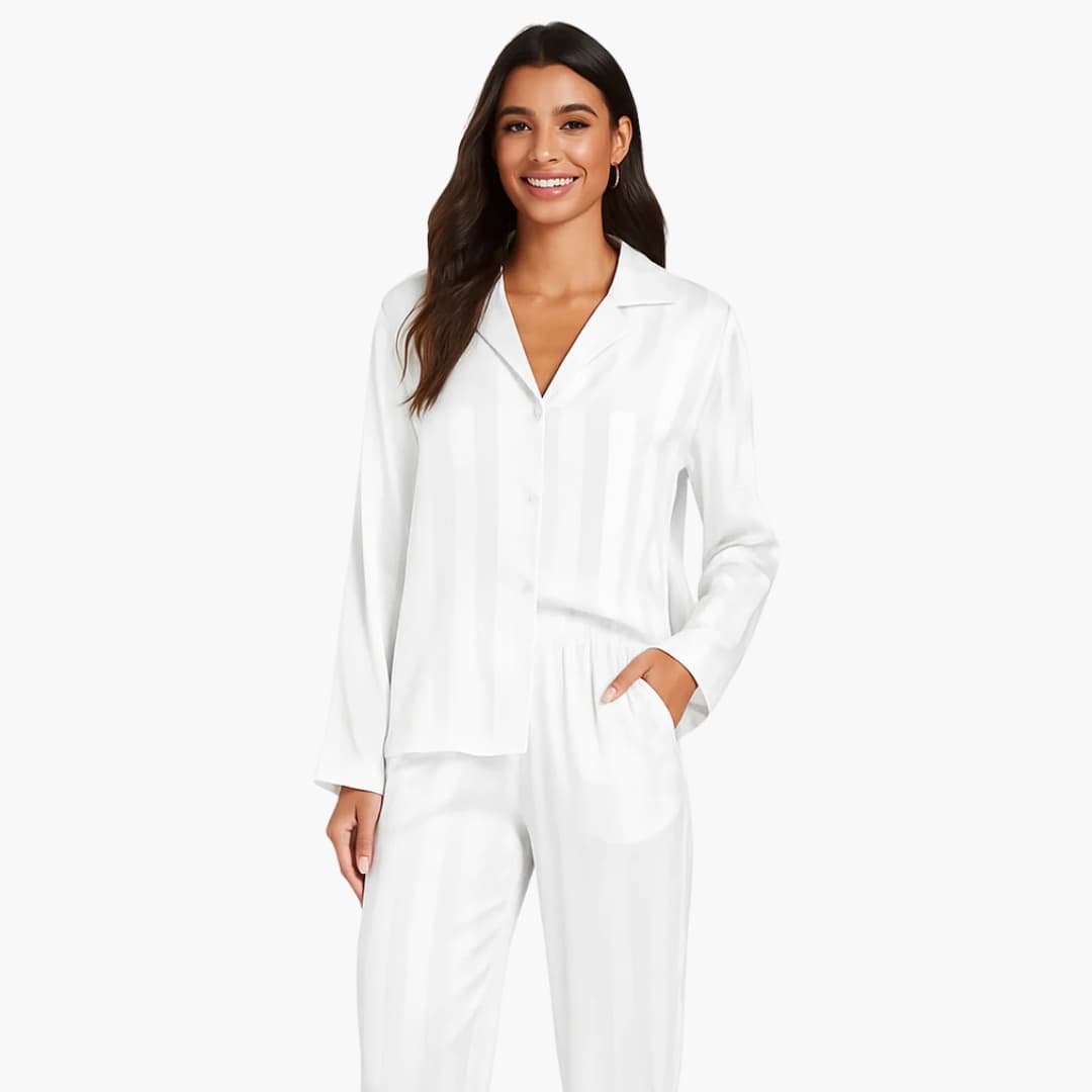 Damen Pyjama Set mit Hemd mit Knopfleiste und Hose